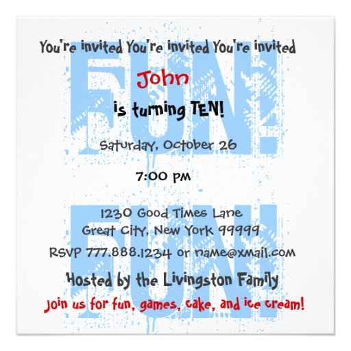 Custom Modern Kid's 10th Birthday Blue Diamond Y13 Personalized Invite