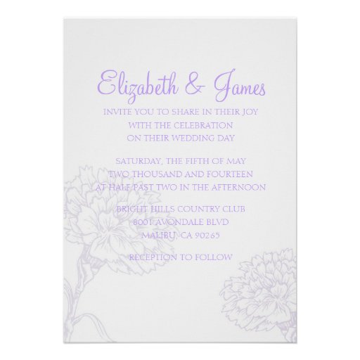 Custom Modern Lavender Wedding Invitations