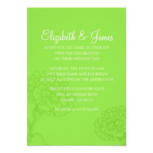 Custom Modern Lime Green Wedding Invitations