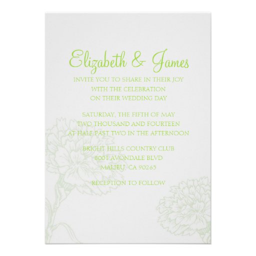 Custom Modern Lime Wedding Invitations