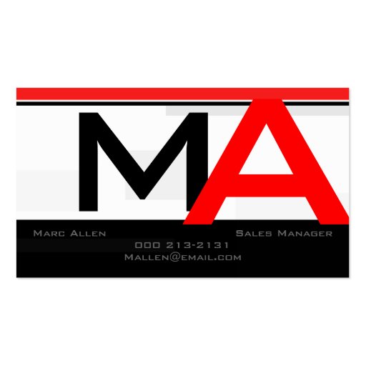 Custom Modern Monogram Black & Red Business Card (back side)