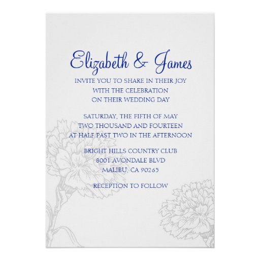 Custom Modern Navy Blue Wedding Invitations