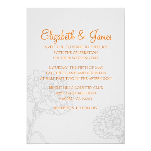 Custom Modern Orange Wedding Invitations