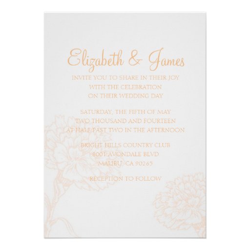 Custom Modern Peach Wedding Invitations