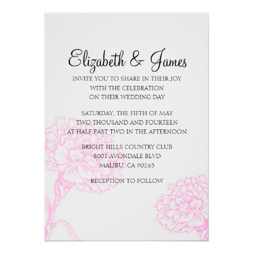 Custom Modern Pink and Black Wedding Invitations