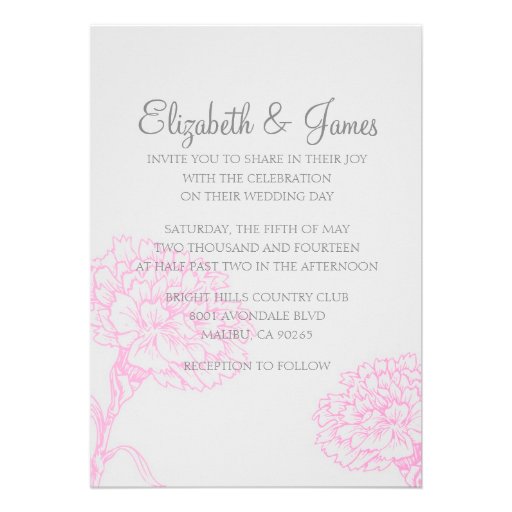 Custom Modern Pink and White Wedding Invitations