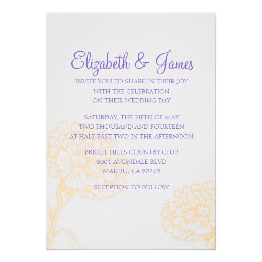 Custom Modern Purple and Gold Wedding Invitations