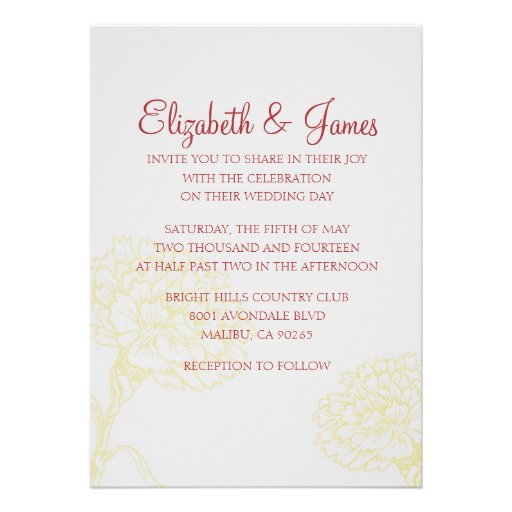 Custom Modern Red and Gold Wedding Invitations