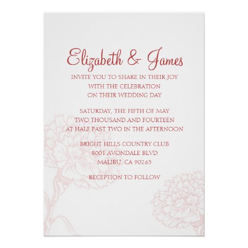 Custom Modern Red and White Wedding Invitations