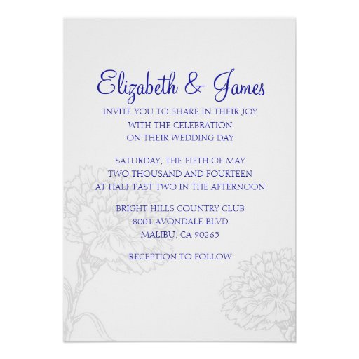 Custom Modern Royal Blue Wedding Invitations