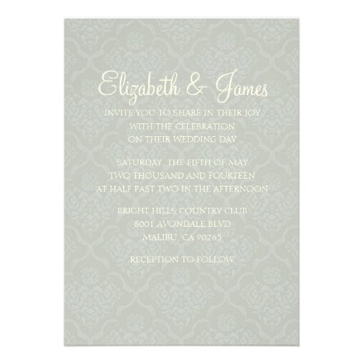 Custom Modern Silver Damask Wedding Invitations