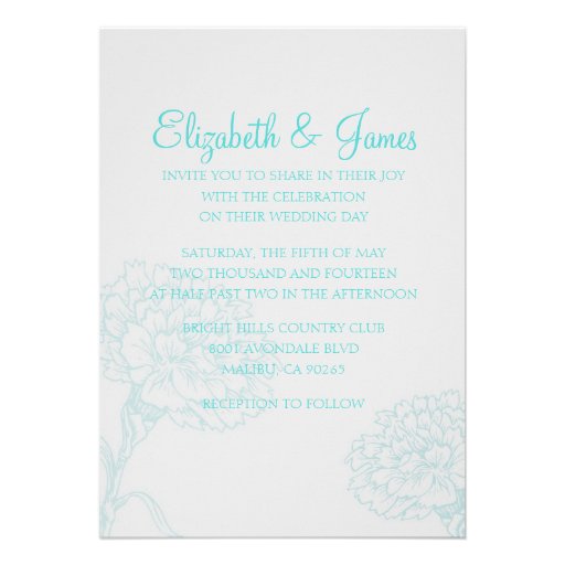 Custom Modern Teal Wedding Invitations