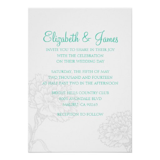 Custom Modern Turquoise Wedding Invitations