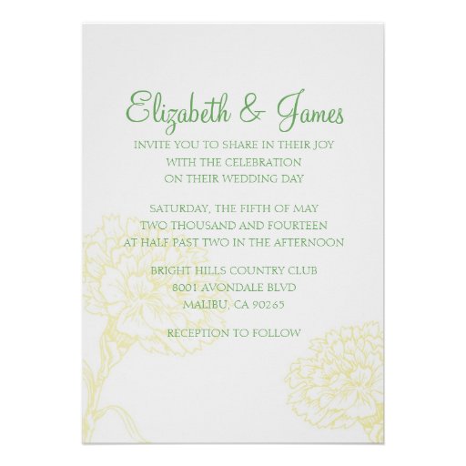 Custom Modern Yellow and Green Wedding Invitations