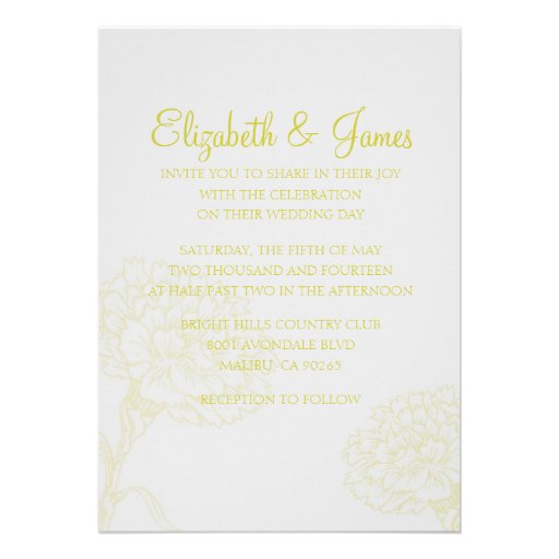 Custom Modern Yellow Wedding Invitations