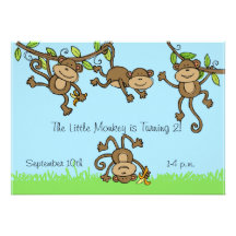 Custom Monkey Around 5x7 Birthday Invitation