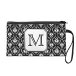 Custom Monogram. Black and White Damask Pattern. bagettes bags