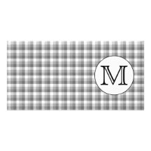Custom Monogram. Black and White with Gray Check. Photo Card Template