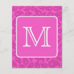 Custom Monogram. Bright Pink Paisley Pattern. Custom Flyer