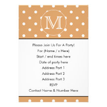 Custom Monogram. Brown Polka Dot Pattern. Personalized Invitations