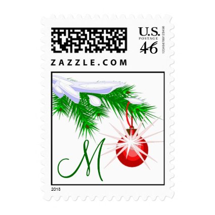 Custom Monogram Christmas Ornament Postage Stamp
