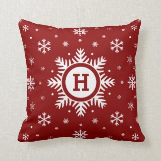 Custom Monogram Christmas Snowflake pillow