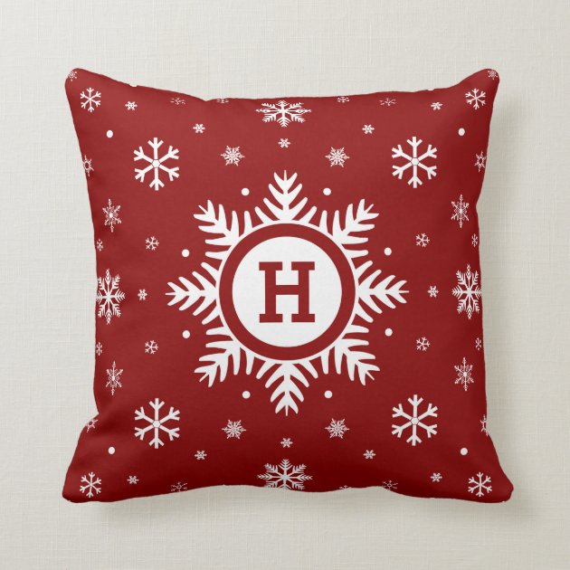 Custom Monogram Christmas Snowflake pillow