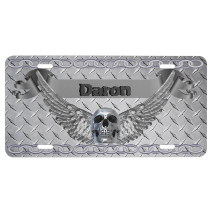 Custom Monogram Chrome Diamond Plate License Plate