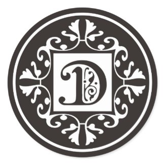 Custom Monogram D Stickers In Black and White sticker