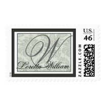 Custom Monogram Damask pattern - postage