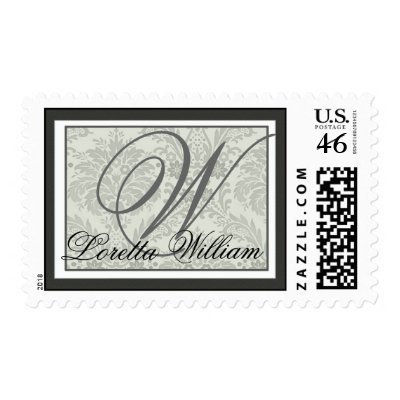 Custom Monogram Damask pattern - Stamps by perfectpostage