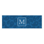 Custom Monogram. Dark Blue Paisley Pattern. Business Card Template