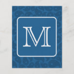 Custom Monogram. Dark Blue Paisley Pattern. Flyer