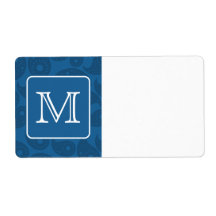 Custom Monogram. Dark Blue Paisley Pattern. Personalized Shipping Label