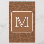 Custom Monogram. Dark Brown Paisley Pattern. Flyers