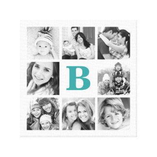 Custom Monogram Family Photo Collage Canvas