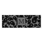 Custom Monogram. Gray and Black Paisley Pattern. Business Card