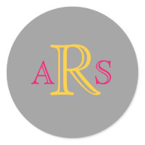 Custom Monogram Grey Pink Yellow Seal stickers