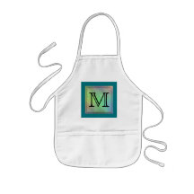 Custom Monogram Image on Teal Pattern. Aprons