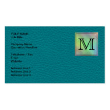 Custom Monogram Image on Teal Pattern. Business Cards