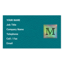 Custom Monogram Image on Teal Pattern. Business Cards