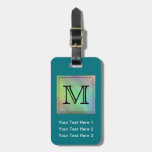 Custom Monogram Image on Teal Pattern. Travel Bag Tags