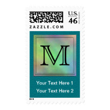 Custom Monogram Image on Teal Pattern. Stamp