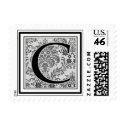 Custom Monogram Initial -Damask Design C postage