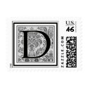 Custom Monogram Initial -Damask Design - D postage by aslentz Custom Monogram Initial -Damask Design - D postage