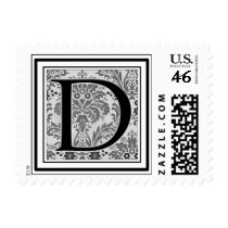 Custom Monogram Initial -Damask Design - D postage by aslentz Custom Monogram Initial -Damask Design - D postage