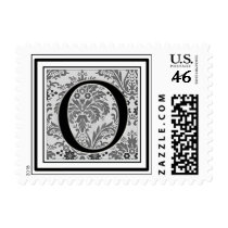 Custom Monogram Initial -Damask Design - O postage by aslentz Custom Monogram Initial -Damask Design - O postage