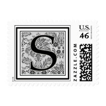 Custom Monogram Initial -Damask Design - S postage by aslentz Custom Monogram Initial -Damask Design - S postage