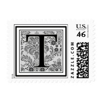 Custom Monogram Initial -Damask Design T postage by aslentz Custom Monogram Initial -Damask Design T postage