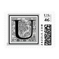 Custom Monogram Initial -Damask Design U postage by aslentz Custom Monogram Initial -Damask Design U postage